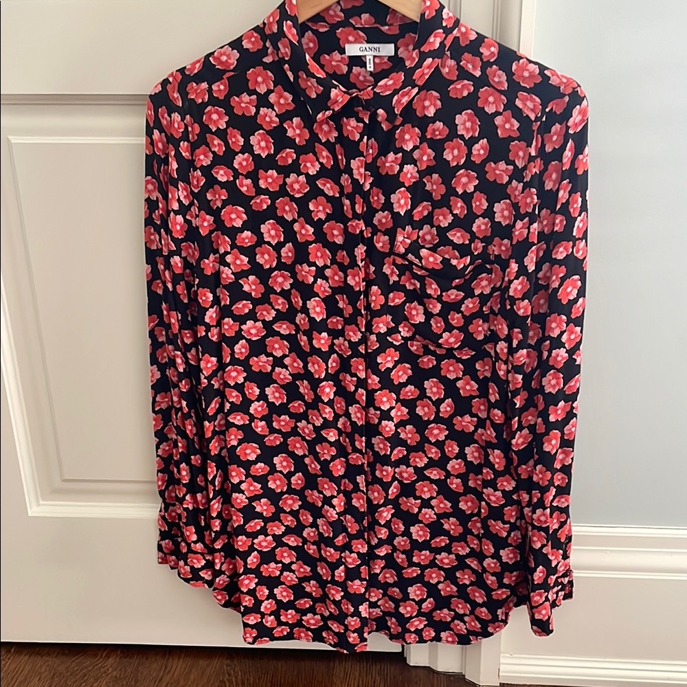 Ganni Floral Button-Up Shirt
